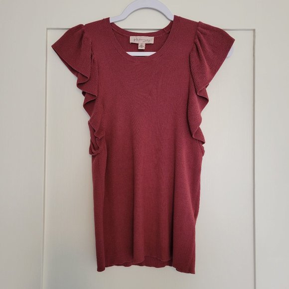 Philosophy Tops - [Philosophy] Ribbed Ruffle Tank